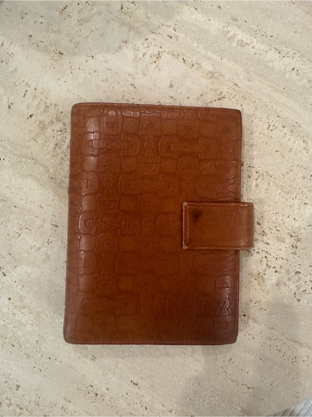 Gucci Cognac Leather Planner with Embossed Monogram